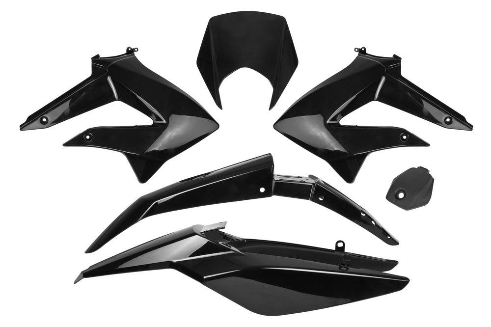 Owiewki / osłony / plastiki / komplet plastików TNT, 6 elementów, czarne, Derbi Senda DRD 10-17 / Gilera RCR, SMT 11-17