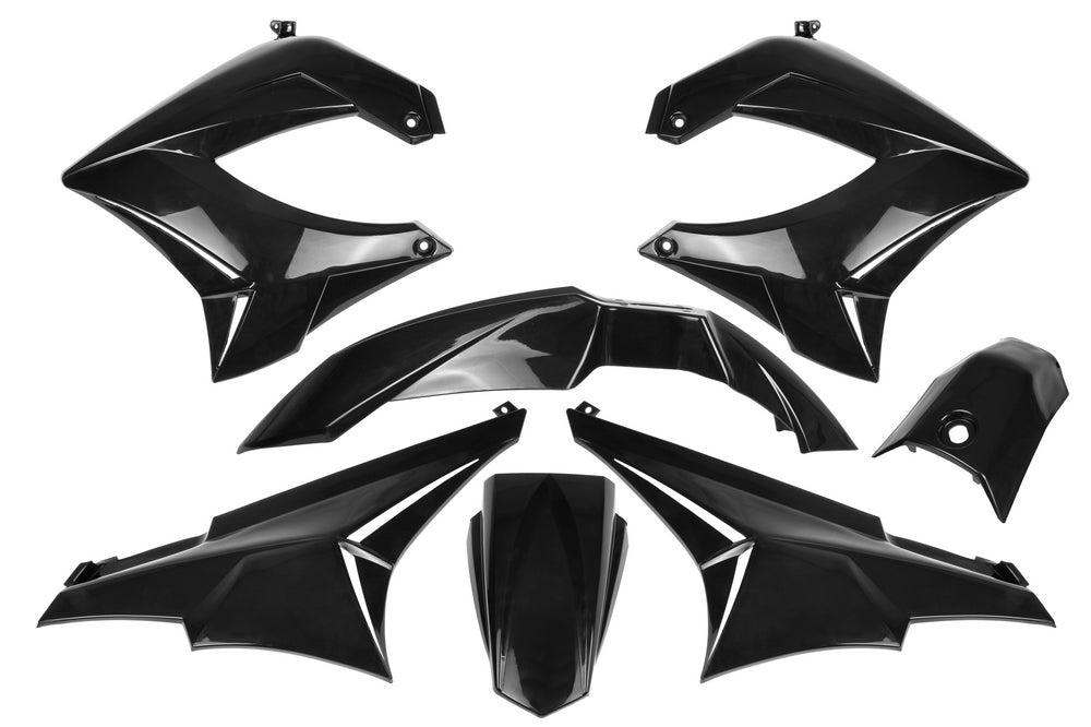 Owiewki / osłony / plastiki / komplet plastików TNT, 7 elementów, czarne, Derbi Senda R/SM X-Treme 50 00-09 / Gilera RCR, SMT 04-05