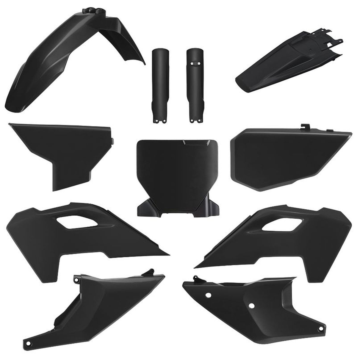 POLISPORT KOMPLET PLASTIKÓW (FULL KIT) HUSQVARNA TC/FC '23-'25 W ZESTAWIE TABLICA PRZEDNIA (8671700002) I OSŁONY AMORTYZARORÓW (8352500002) KOLOR CZARNY