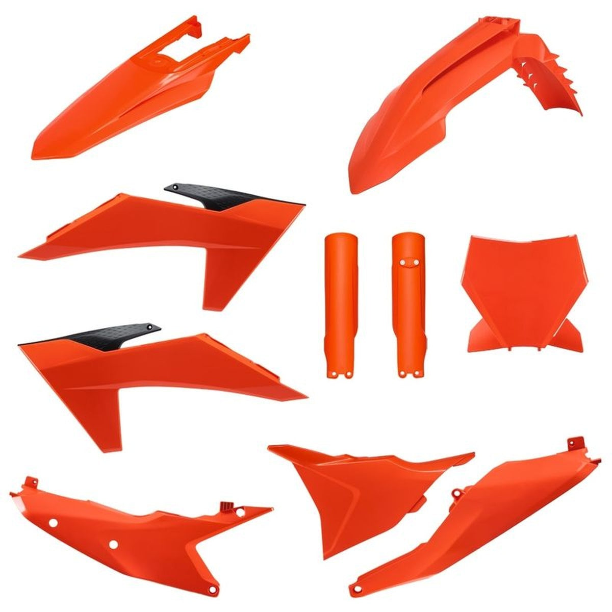 POLISPORT KOMPLET PLASTIKÓW (FULL KIT) KTM SX/SX-F/XC/XC-F '23-'25 W ZESTAWIE TABLICA PRZEDNIA (8352500005) I OSŁONY AMORTYZATORÓW (8672000002) KOLOR POMARAŃCZOWY