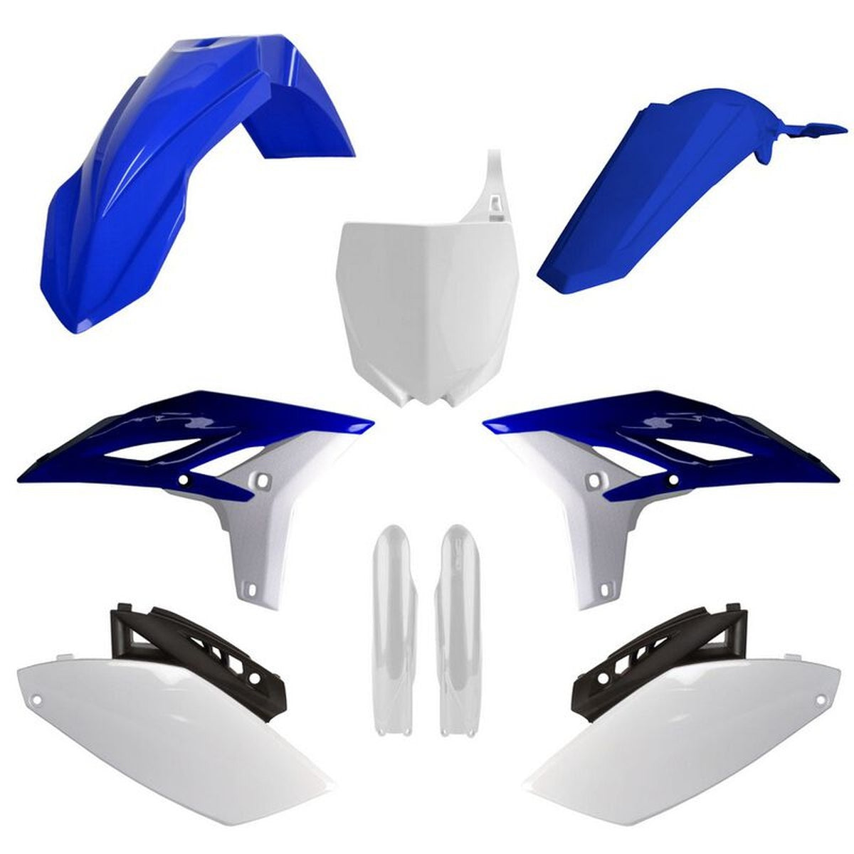 POLISPORT KOMPLET PLASTIKÓW (FULL KIT) YAMAHA YZ 250F '10-'13 W ZESTAWIE TABLICA PRZEDNIA (8678400001) I OSŁONY AMORTYZARORÓW (8352000001) KOLOR NIEBIESKO BIAŁY OEM